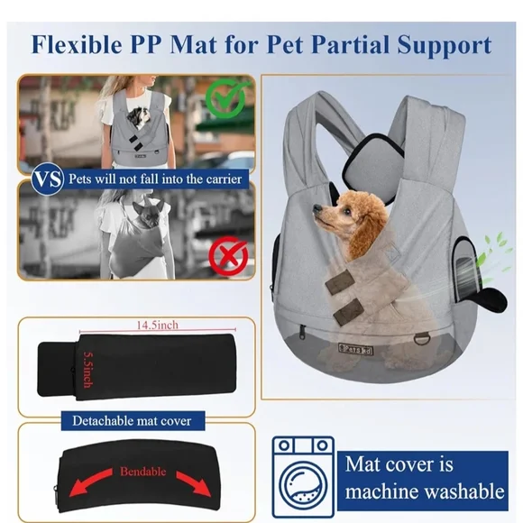 Pets Dog Carrier Sling in Gray by Abrand - Picture 3 of 7